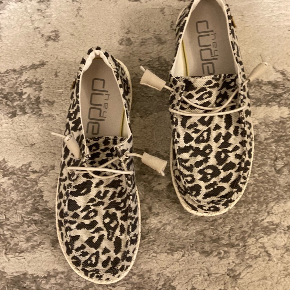 Hey Dude Black and White Animal Print Shoes
